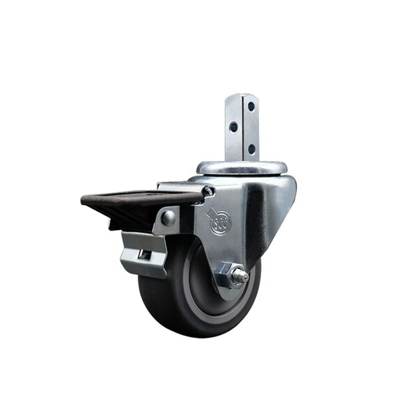 3'' Thermoplastic Rubber Wheel Swivel 3/4'' Square Stem Caster with Brake
